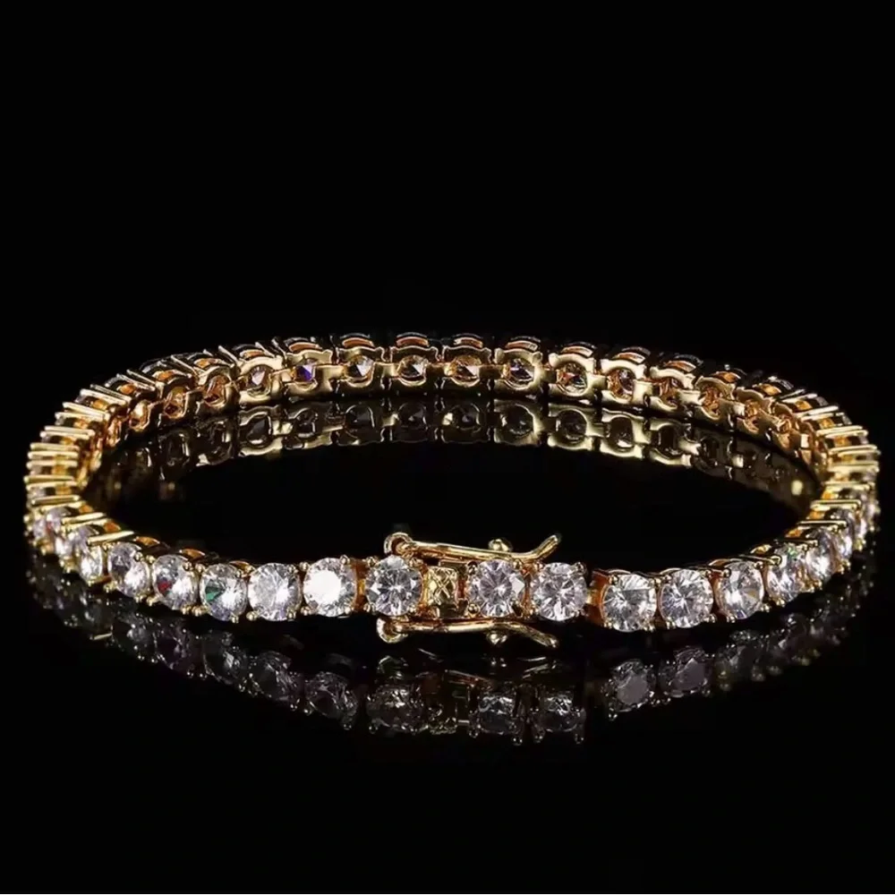 Gold Tennis Bracelet cz 8inch